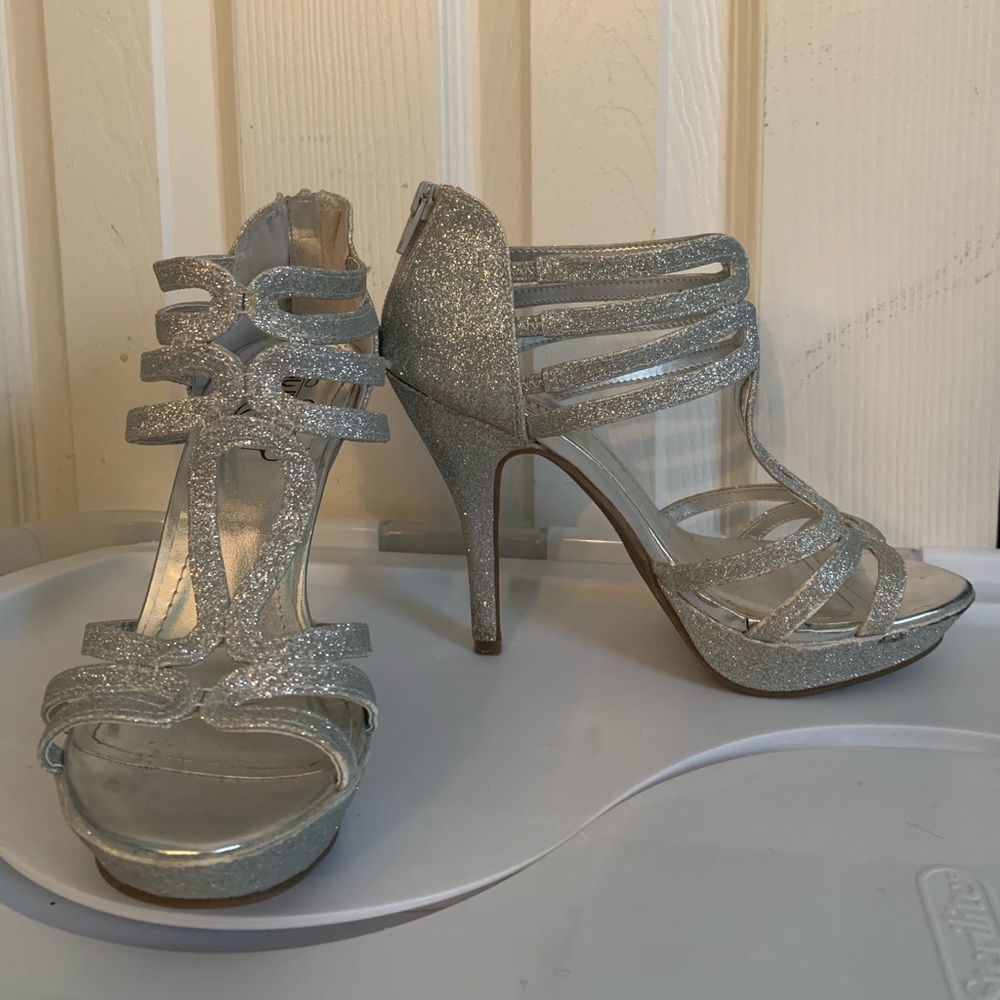 Silver sparkly heels